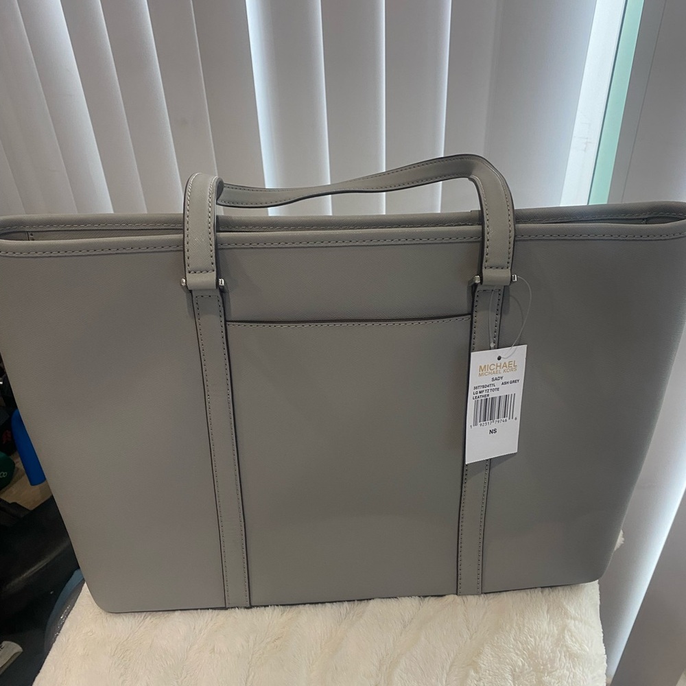 Michael Kors Gray Structured Leather Tote - Picture 3 of 7